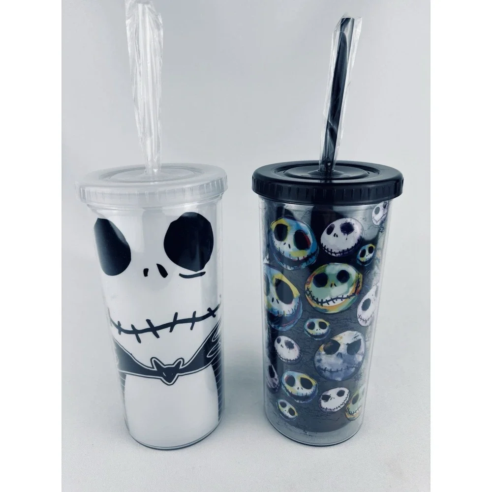 Nightmare Before Christmas Jack Skellington‎ Travel Tumbler Cup 20 Oz Lot Of 2